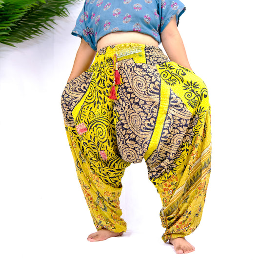 Patchwork Harem Retro Style Pants with Multi Pockets – karmanepalcrafts