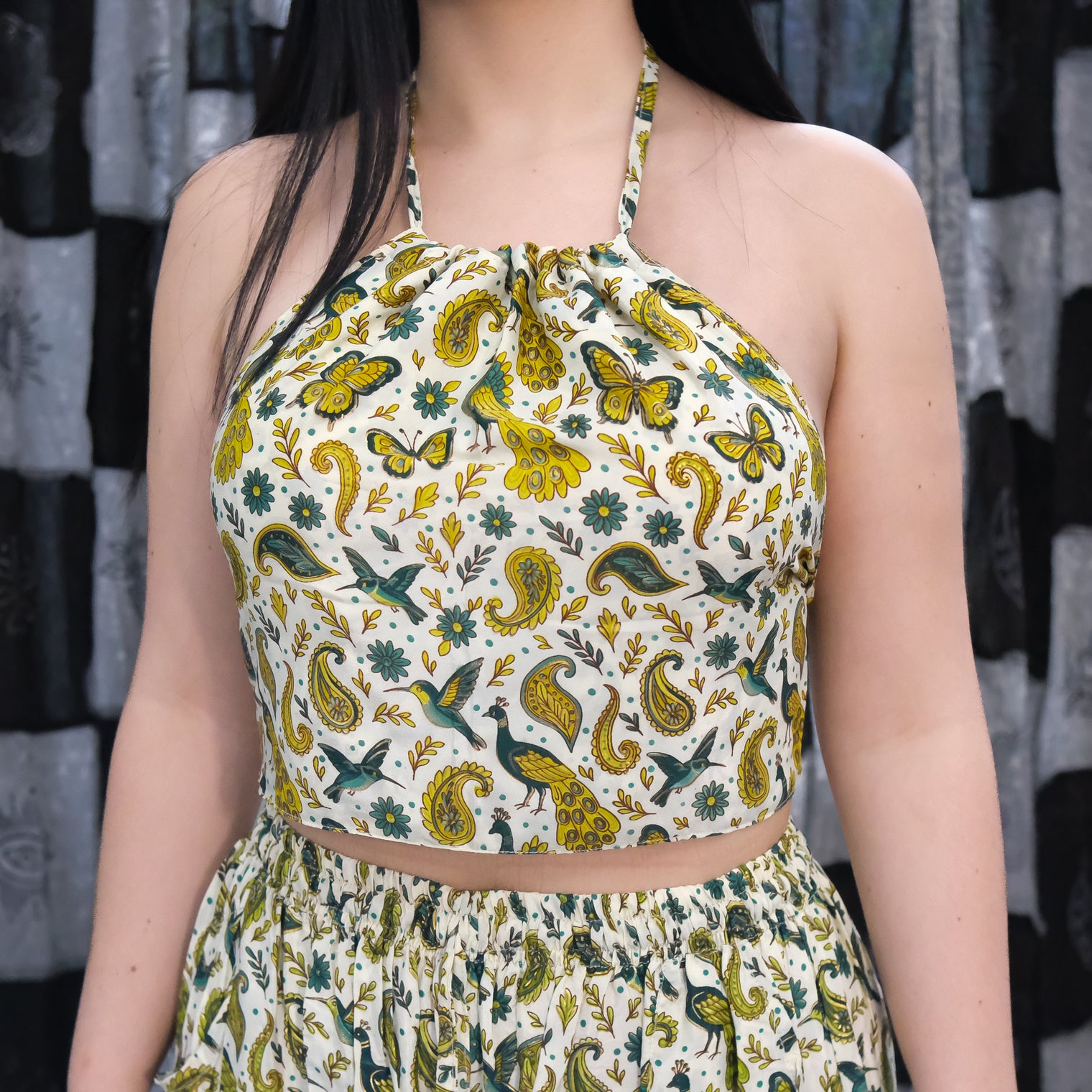 Fairycore Paisley Print Backless Boho  Halter Top