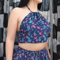 Fairycore Paisley Print Backless Boho  Halter Top