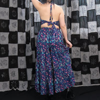 Floral Paisley Tiered Palazzo Pants with Halter Top Set