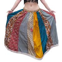 One-of-a-Kind Recycled Sari Patchwork Maxi Skirt
