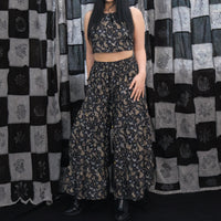 Floral Paisley Tiered Palazzo Pants with Halter Top Set