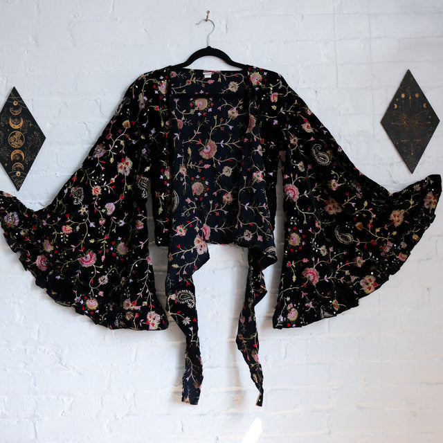 Ember Velvet Hand Embroidered Wrap Top