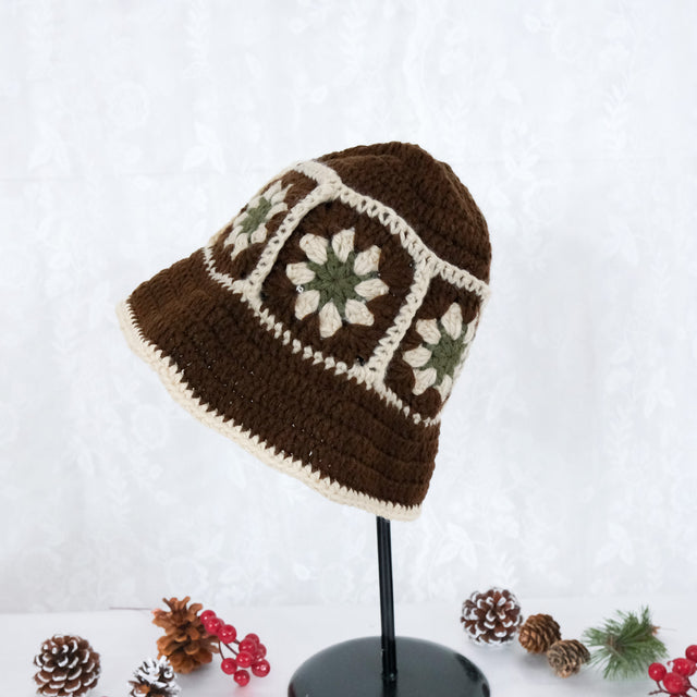 Crochet Flower Bucket Boho Hippie Hat