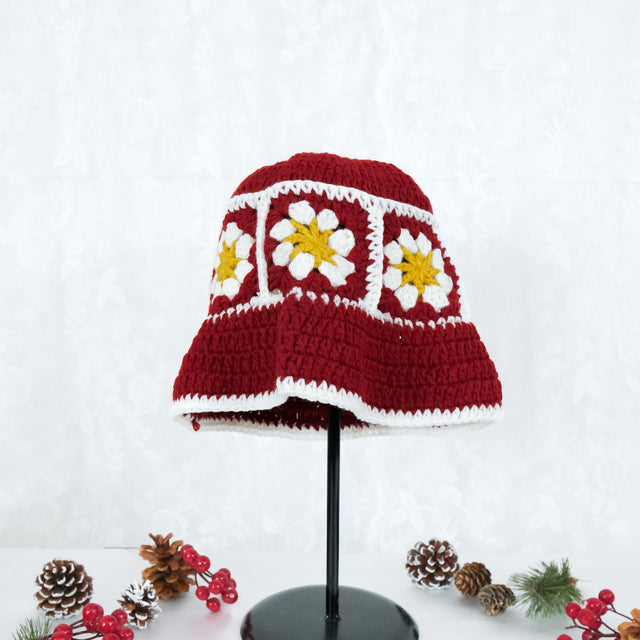 Crochet Flower Bucket Boho Hippie Hat
