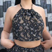 Fairycore Paisley Print Backless Boho  Halter Top