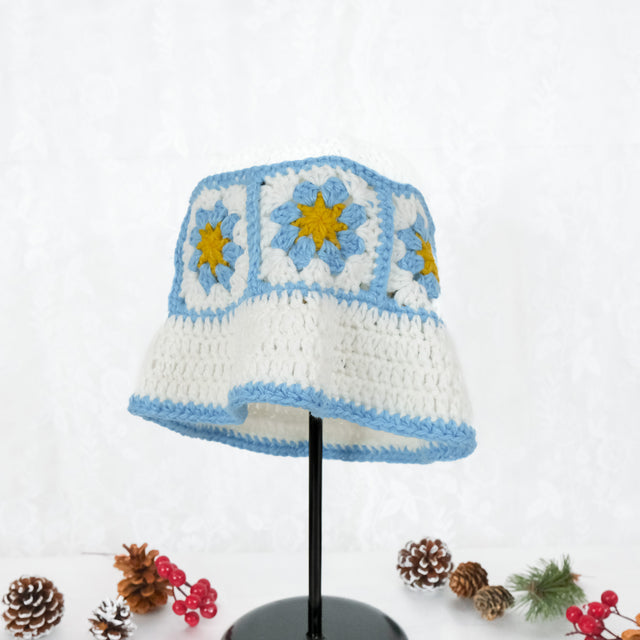 Crochet Flower Bucket Boho Hippie Hat