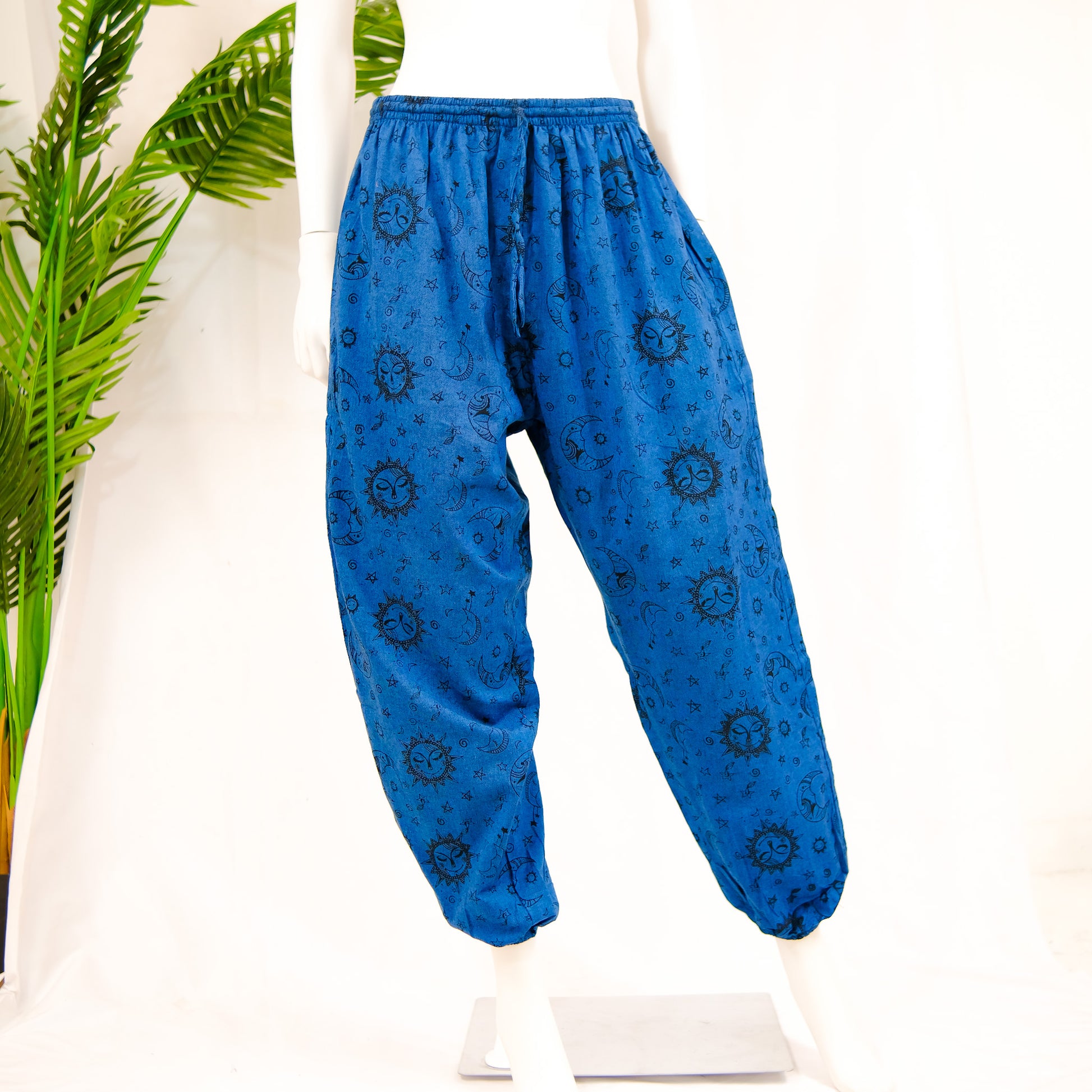 Vintage KENZO Harem Pants With Paisley & Floral Print Size XS Azure Blue  Long Baggy Boho Hippie Festival Trousers for Women NVS402 