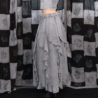 Flared Grunge Flowy Maxi Skirt