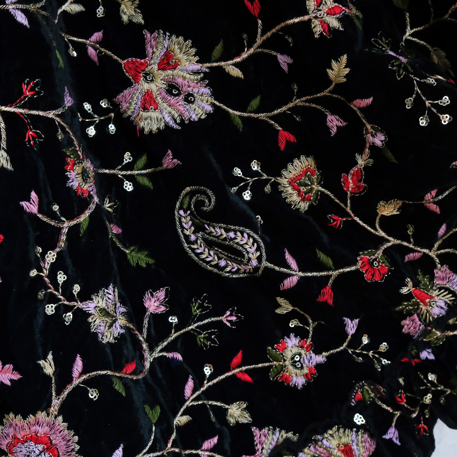 Ember Velvet Hand Embroidered Wrap Top