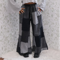 Denim Look  Patchwork Wide Leg Palazzo Pants