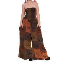 Patchwork Boho Wide Leg Harem Jumpsuit