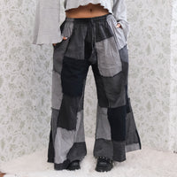 Denim Look  Patchwork Wide Leg Palazzo Pants