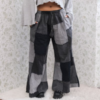Denim Look  Patchwork Wide Leg Palazzo Pants