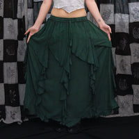 Flared Grunge Flowy Maxi Skirt