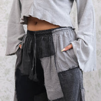 Denim Look  Patchwork Wide Leg Palazzo Pants