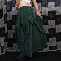 Flared Grunge Flowy Maxi Skirt
