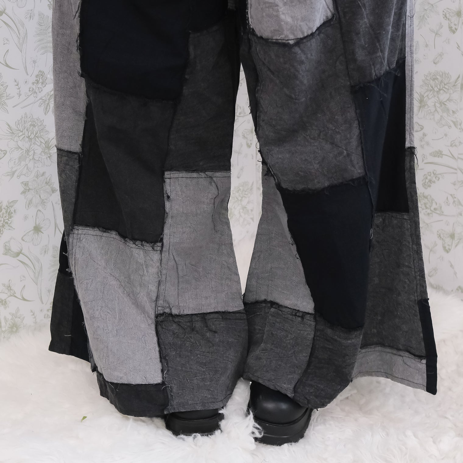 Denim Look  Patchwork Wide Leg Palazzo Pants