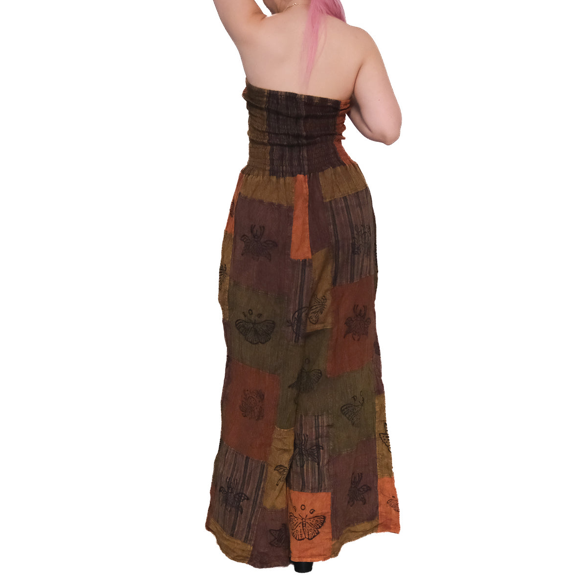 Patchwork Boho Wide Leg Harem Jumpsuit