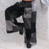 Denim Look  Patchwork Wide Leg Palazzo Pants