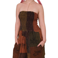 Patchwork Boho Wide Leg Harem Jumpsuit