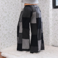 Denim Look  Patchwork Wide Leg Palazzo Pants