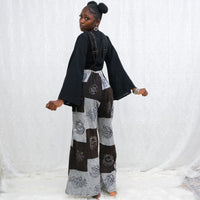 Patchwork Gothic Bib Wide Leg Jumpsuit