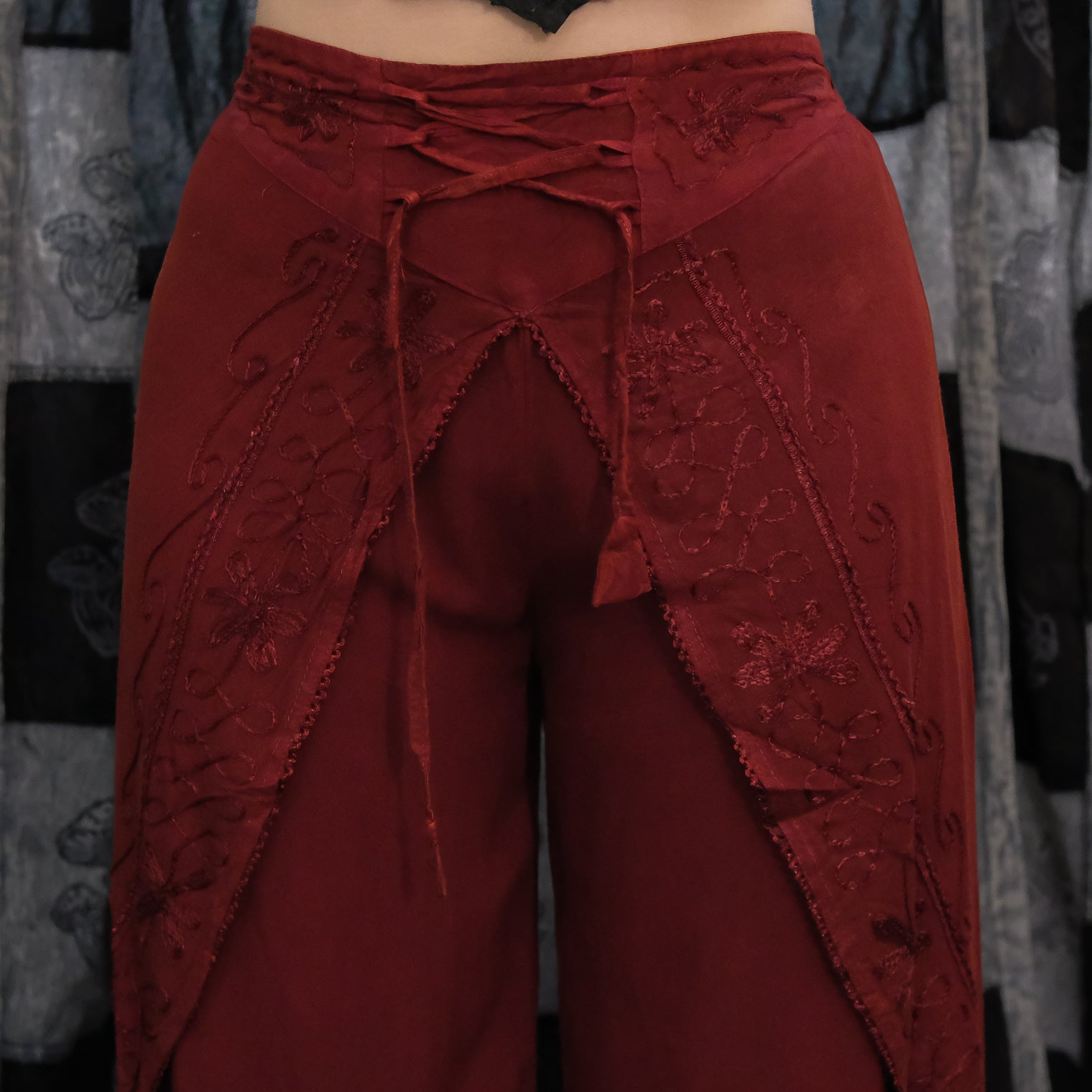 Flowy High Slit Embroidery Palazzo Pants