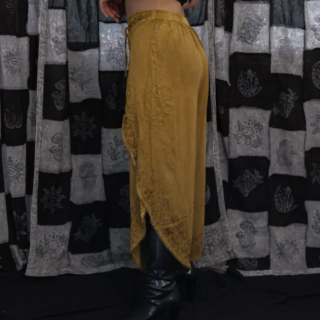 Flowy High Slit Embroidery Palazzo Pants