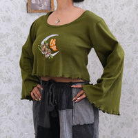 Whimsigoth Celestial Butterfly Hand Embroidered Sweater
