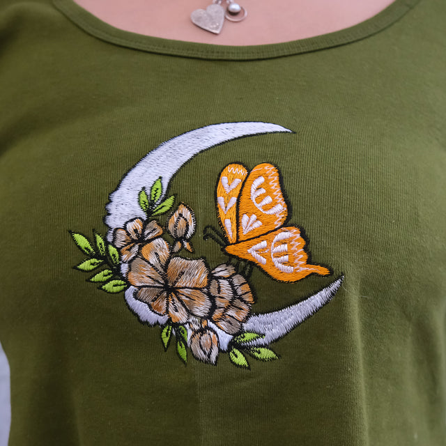 Whimsigoth Celestial Butterfly Hand Embroidered Sweater