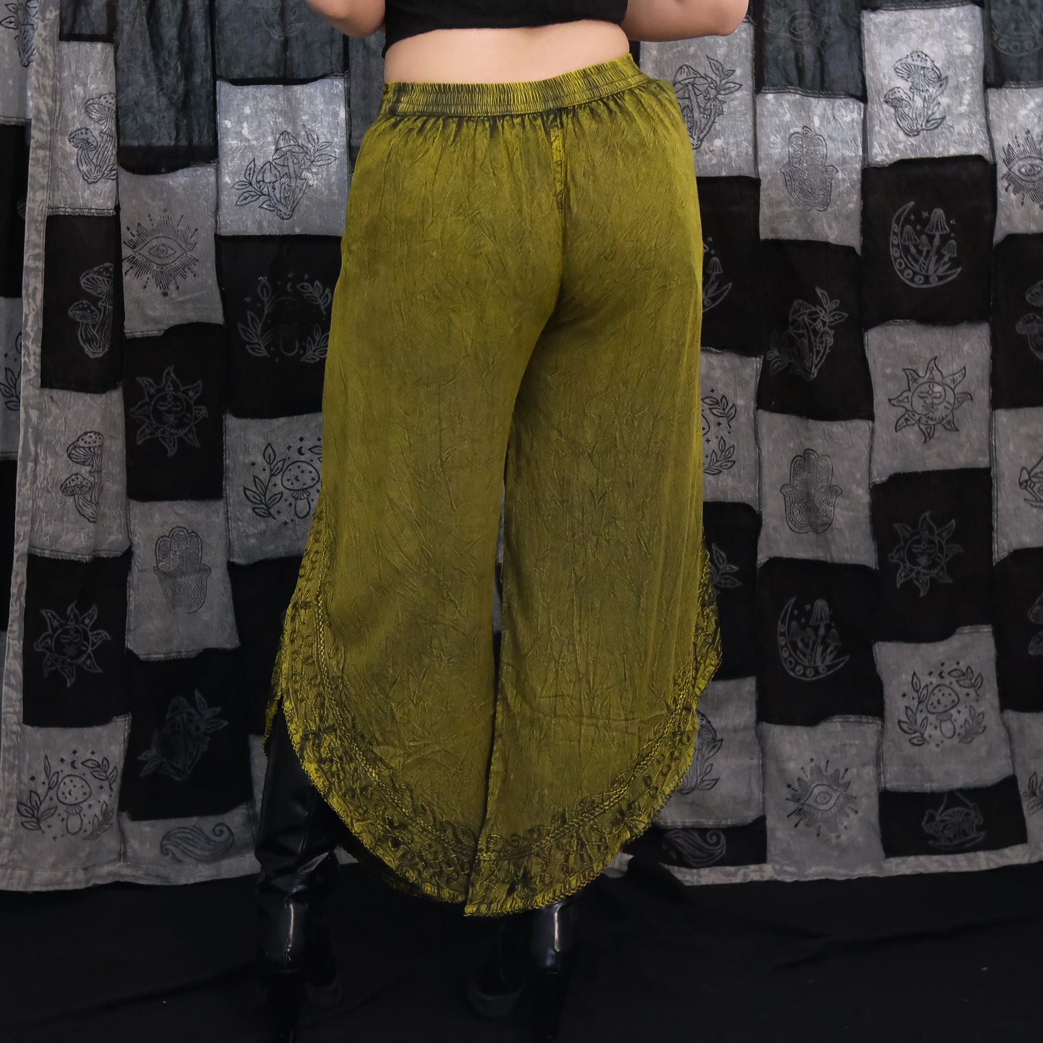 Flowy High Slit Embroidery Palazzo Pants