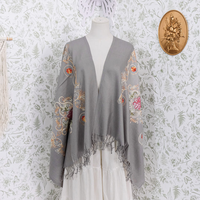 Boho Floral Paisley Embroidered Shawl Wrap