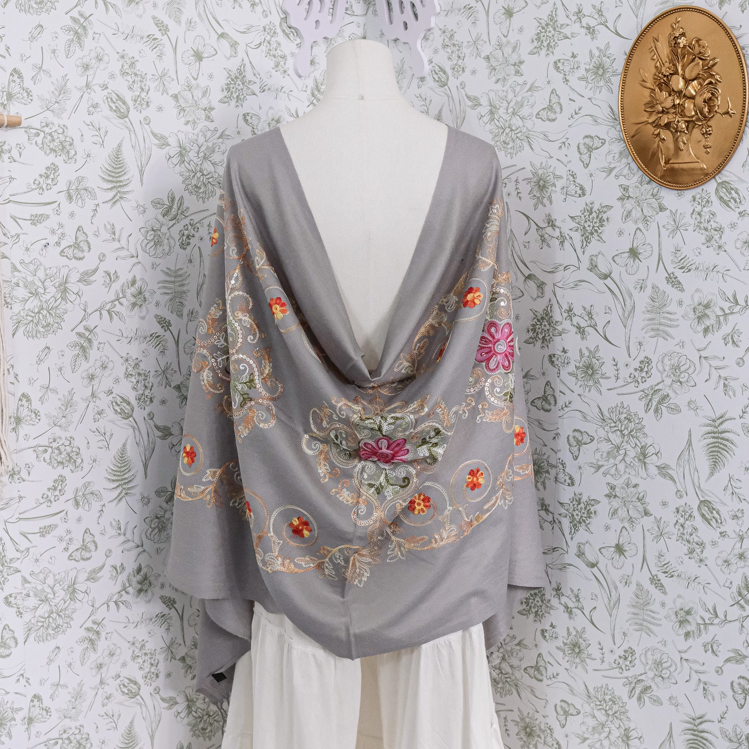 Boho Floral Paisley Embroidered Shawl Wrap