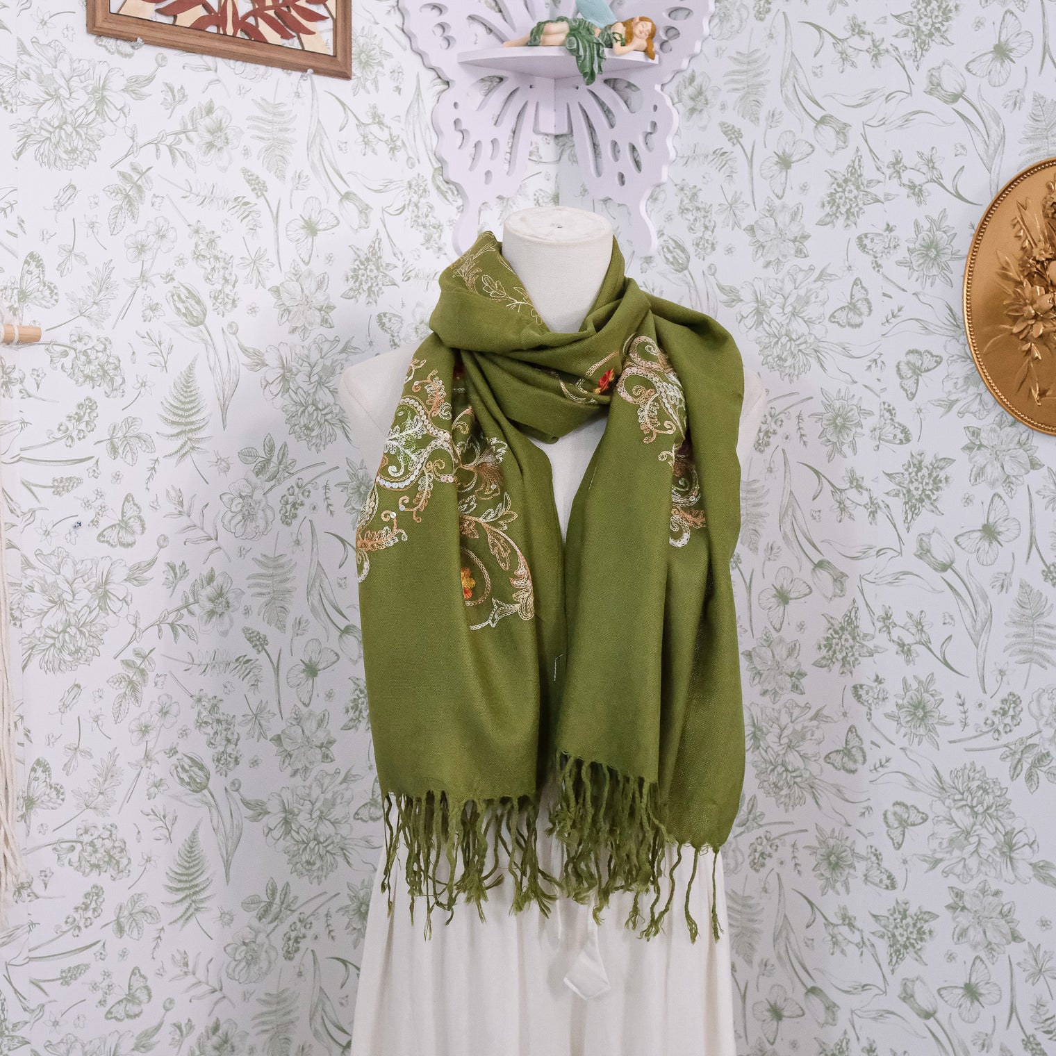 Boho Floral Paisley Embroidered Shawl Wrap