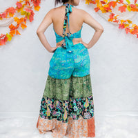 Patchwork Flowy Tiered Pant with Reversible Halter Top
