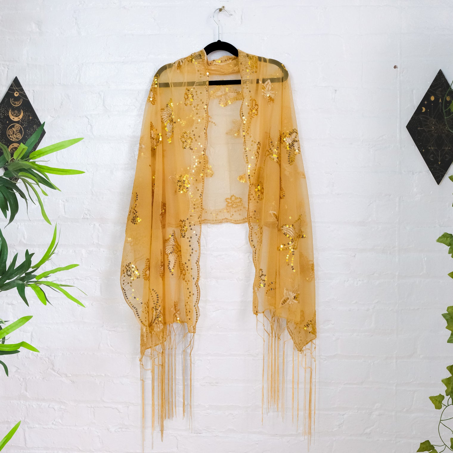 Sequin Butterfly Embroidered Shawls