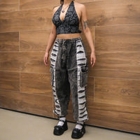 Patchwork Ribbed Cotton Baggy Pants