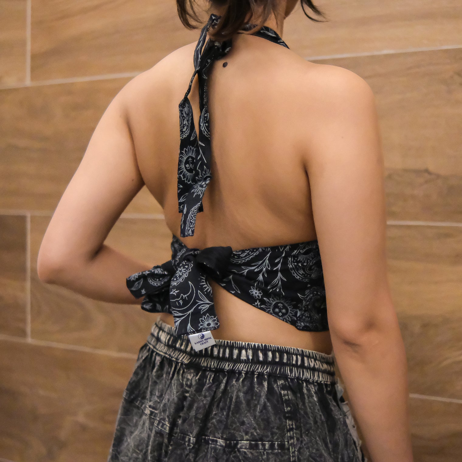 Reversible Boho Paisley Cotton Halter Bralette Top
