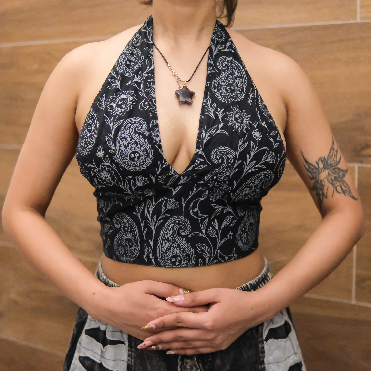 Reversible Boho Paisley Cotton Halter Bralette Top