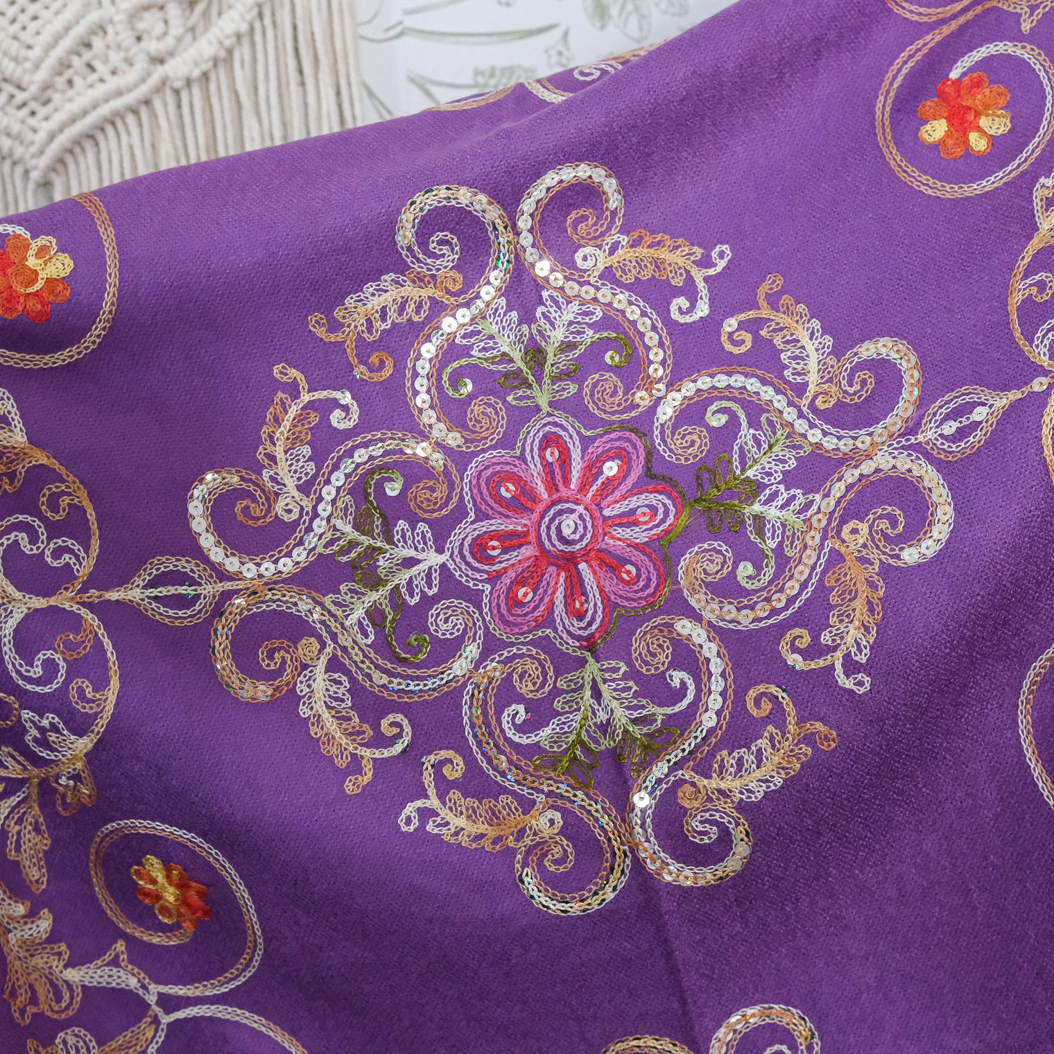 Boho Floral Paisley Embroidered Shawl Wrap