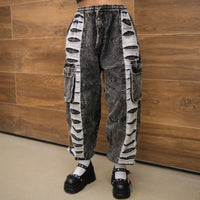 Patchwork Ribbed Cotton Baggy Pants