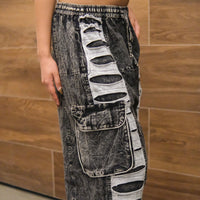 Patchwork Ribbed Cotton Baggy Pants