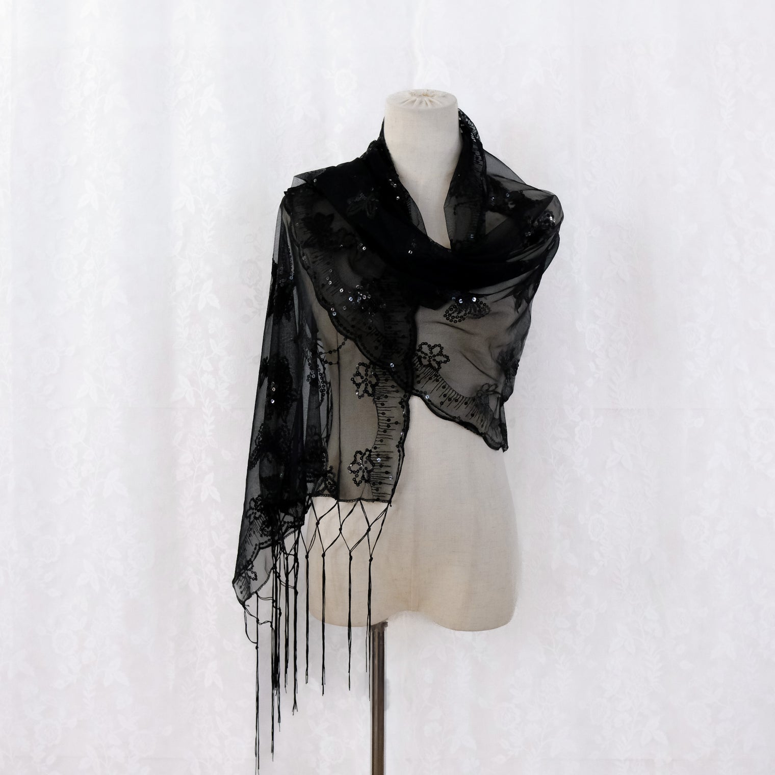 Sequin Butterfly Embroidered Shawls