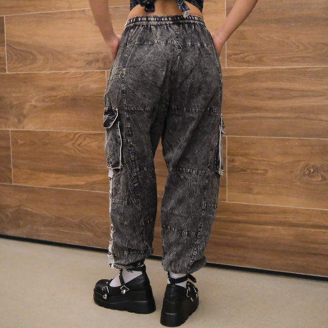 Patchwork Ribbed Cotton Baggy Pants