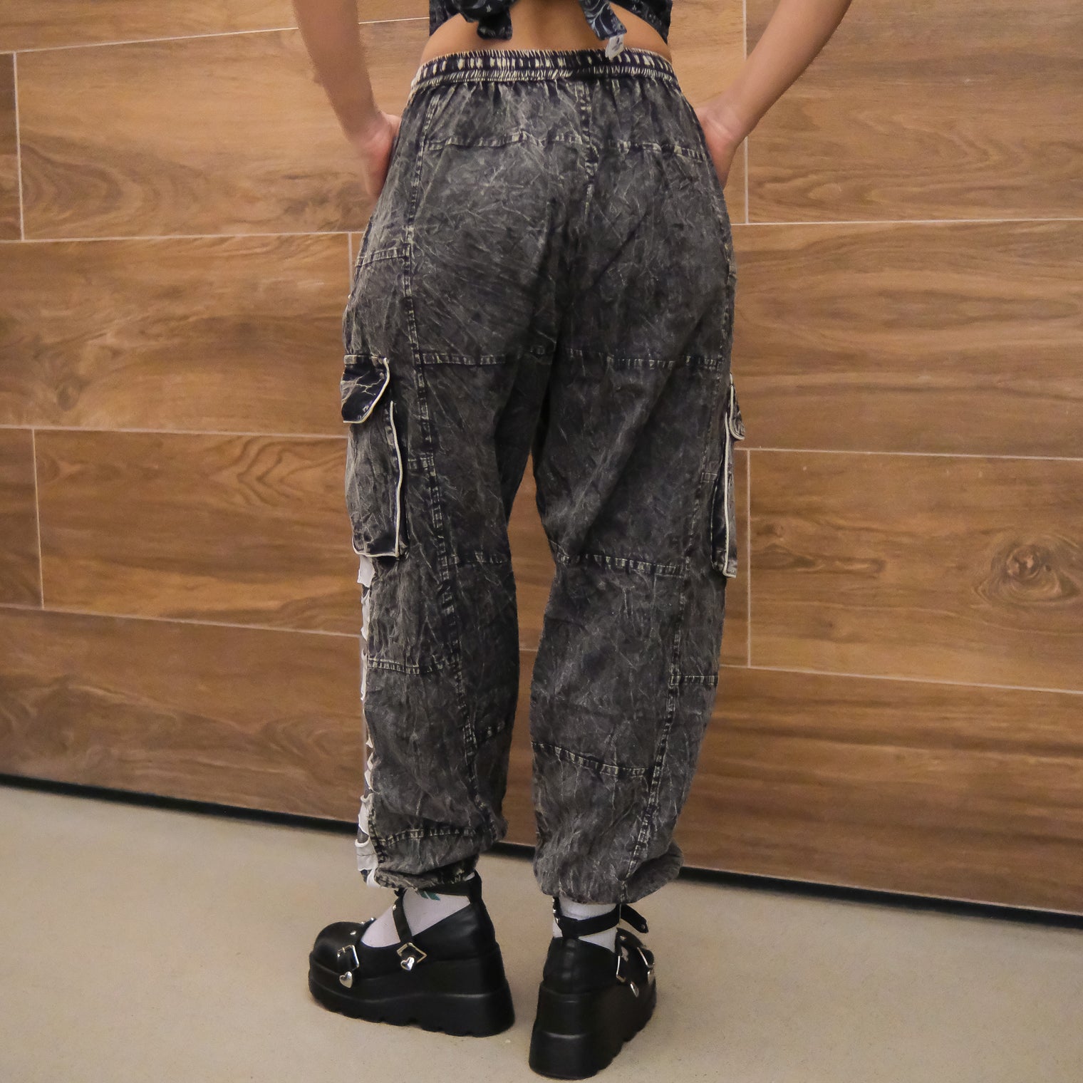 Patchwork Ribbed Cotton Baggy Pants