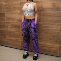 Patchwork Ribbed Cotton Baggy Pants