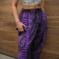 Patchwork Ribbed Cotton Baggy Pants