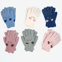 Kids Fleece Lined Knit Cat Design Gloves