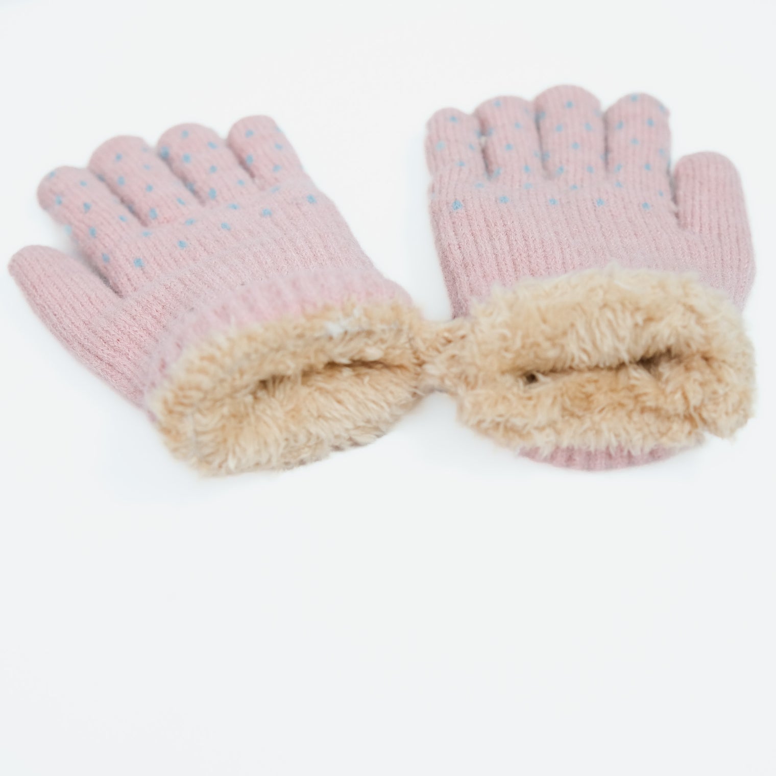 Kids Fleece Lined Knit Cat Design Gloves
